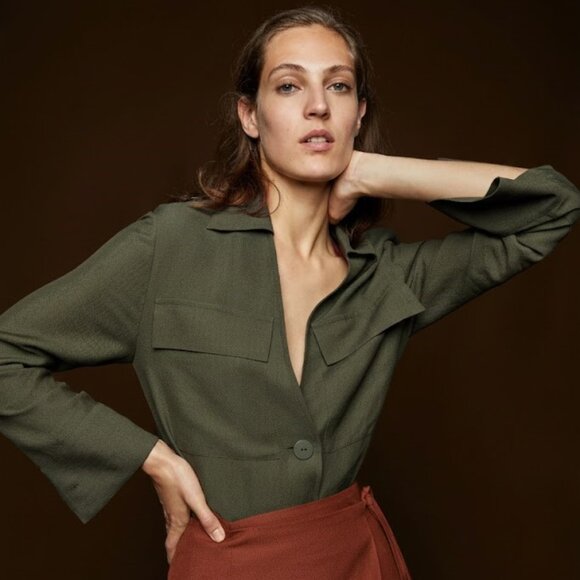 ZARA WOMAN STUDIO Shirt with Pockets Size M New With Tags $119 - Picture 8 of 12